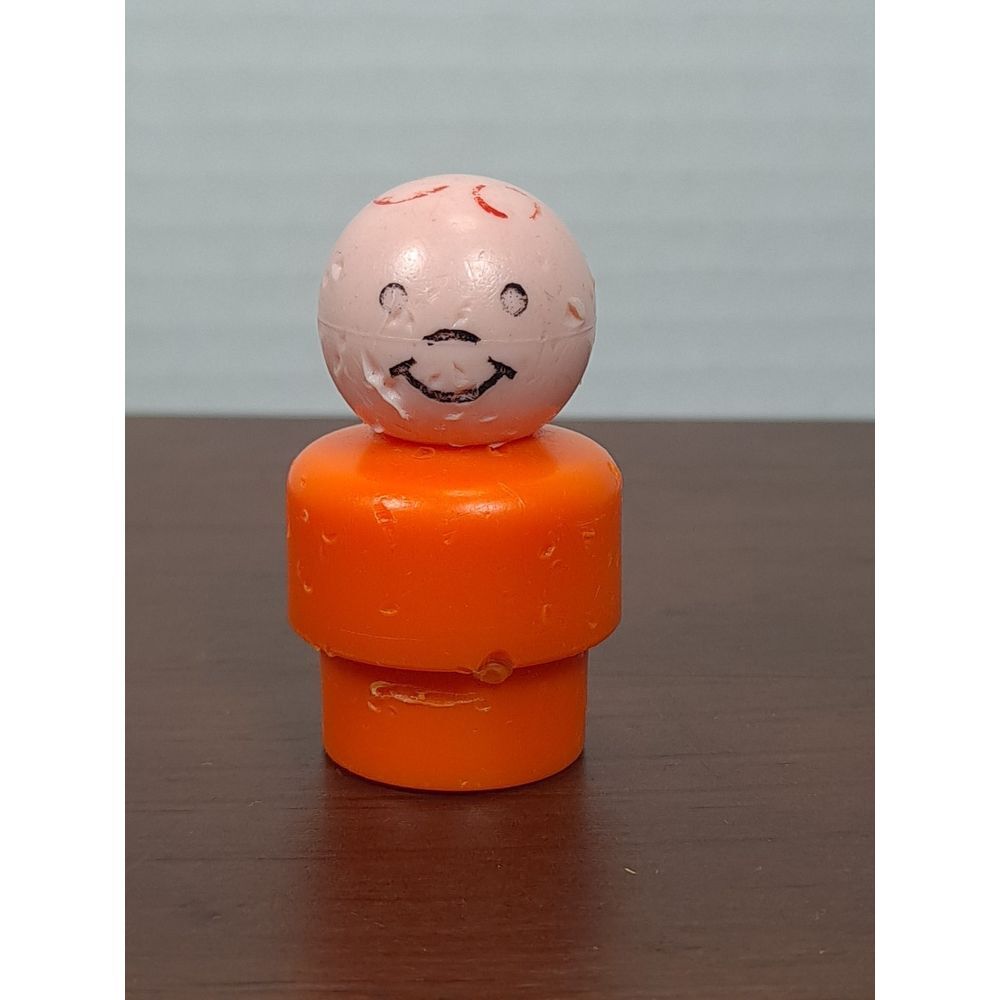 Vintage Fisher Price Little People Plastic Orange Bald Dad‎ Man